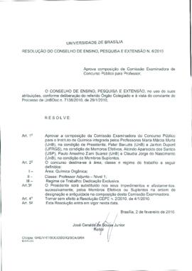 Resolução do Conselho de Ensino, Pesquisa e Extensão nº 0006/2010