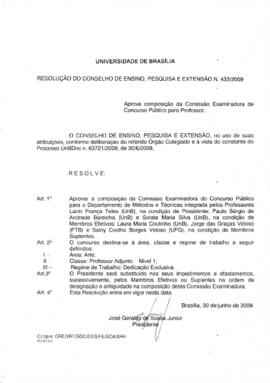 Resolução do Conselho de Ensino, Pesquisa e Extensão nº 0433/2009