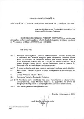 Resolução do Conselho de Ensino, Pesquisa e Extensão nº 0115/2009