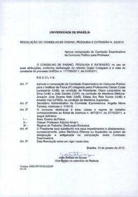 Resolução do Conselho de Ensino, Pesquisa e Extensão nº 0020/2012