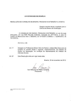 Resolução do Conselho de Ensino, Pesquisa e Extensão nº 0243/2012