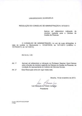 Resolução do Conselho de Administração nº 0072/2013