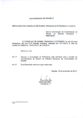 Resolução do Conselho de Ensino, Pesquisa e Extensão nº 0216A/2013