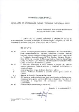 Resolução do Conselho de Ensino, Pesquisa e Extensão nº 0006/2011