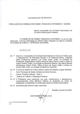 Resolução do Conselho de Ensino, Pesquisa e Extensão nº 0190/2009