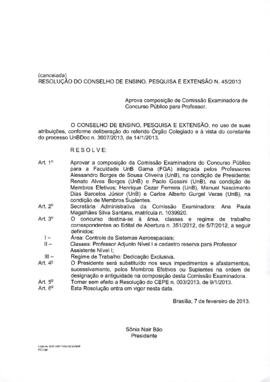 Resolução do Conselho de Ensino, Pesquisa e Extensão nº 0045/2013