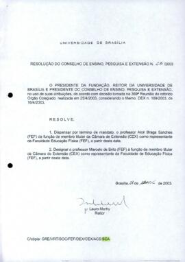 Resolução do Conselho de Ensino, Pesquisa e Extensão nº 0025/2003