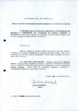 Resolução do Conselho de Ensino, Pesquisa e Extensão nº 0050/2001