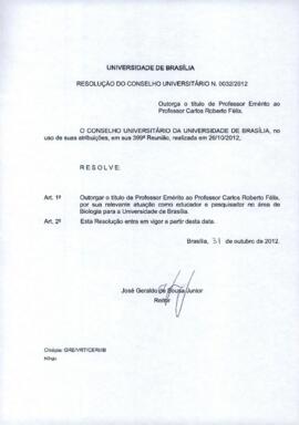 Resolução do Conselho Universitário nº 0032/2012