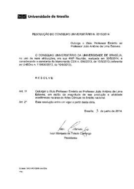 Resolução do Conselho Universitário nº 0015/2014