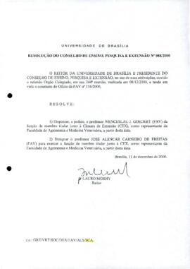 Resolução do Conselho de Ensino, Pesquisa e Extensão nº 0088/2000