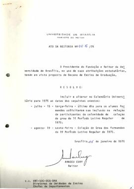Ato da Reitoria nº 0005/1975