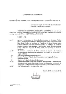 Resolução do Conselho de Ensino, Pesquisa e Extensão nº 0019/2013