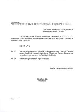 Resolução do Conselho de Ensino, Pesquisa e Extensão nº 0060/2013