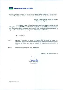 Resolução do Conselho de Ensino, Pesquisa e Extensão nº 0212/2014
