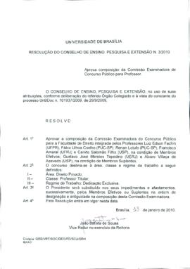 Resolução do Conselho de Ensino, Pesquisa e Extensão nº 0003/2010
