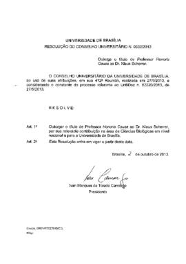 Resolução do Conselho Universitário nº 0032/2013