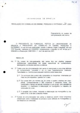 Resolução do Conselho de Ensino, Pesquisa e Extensão nº 0029/2003