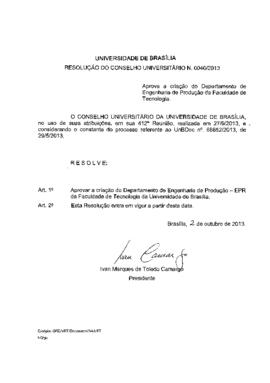 Resolução do Conselho Universitário nº 0040/2013