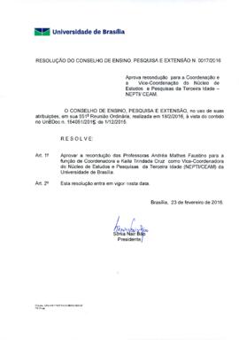 Resolução do Conselho de Ensino, Pesquisa e Extensão nº 0017/2016