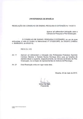Resolução do Conselho de Ensino, Pesquisa e Extensão nº 0114/2013