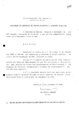 Resolução do Conselho de Ensino, Pesquisa e Extensão nº 0025/1988