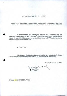 Resolução do Conselho de Ensino, Pesquisa e Extensão nº 0030/2003