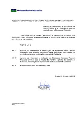 Resolução do Conselho de Ensino, Pesquisa e Extensão nº 0087/2014