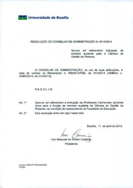 Resolução do Conselho de Administração nº 0013/2014