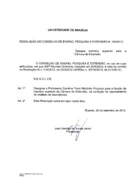 Resolução do Conselho de Ensino, Pesquisa e Extensão nº 0184/2012