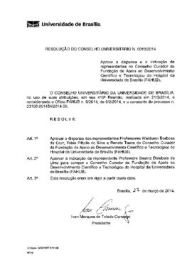 Resolução do Conselho Universitário nº 0013/2014