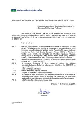 Resolução do Conselho de Ensino, Pesquisa e Extensão nº 0023/2014
