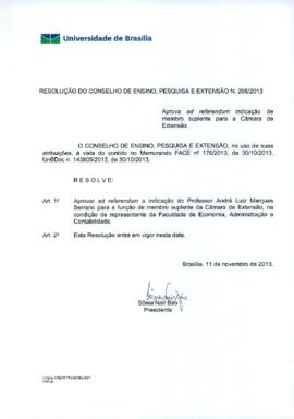 Resolução do Conselho de Ensino, Pesquisa e Extensão nº 0208/2013