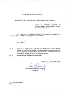 Resolução do Conselho de Administração nº 0023/2013
