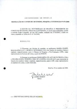 Resolução do Conselho de Ensino, Pesquisa e Extensão nº 0071/2000