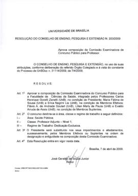 Resolução do Conselho de Ensino, Pesquisa e Extensão nº 0200/2009