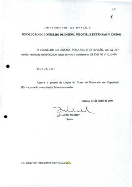 Resolução do Conselho de Ensino, Pesquisa e Extensão nº 0039/2000