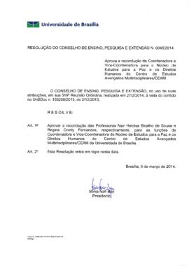 Resolução do Conselho de Ensino, Pesquisa e Extensão nº 0045/2014