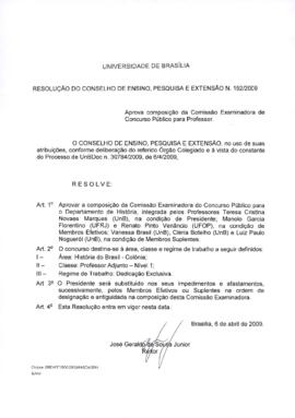 Resolução do Conselho de Ensino, Pesquisa e Extensão nº 0192/2009