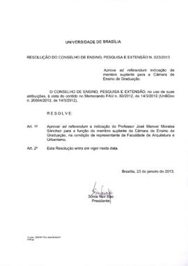 Resolução do Conselho de Ensino, Pesquisa e Extensão nº 0023/2013