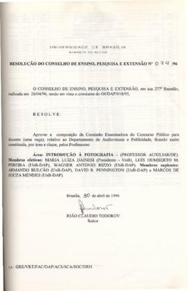 Resolução do Conselho de Ensino, Pesquisa e Extensão nº 0074/1996