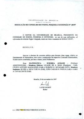 Resolução do Conselho de Ensino, Pesquisa e Extensão nº 0189/1997