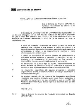 Resolução do Conselho Universitário nº 0039/2014