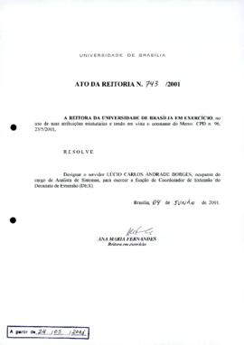 Ato da Reitoria nº 0743/2001