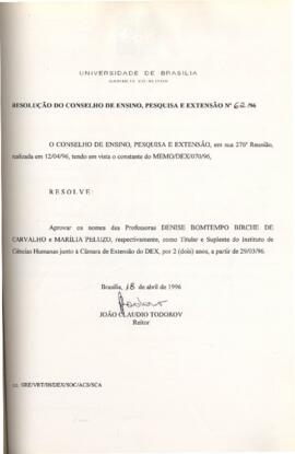 Resolução do Conselho de Ensino, Pesquisa e Extensão nº 0062/1996