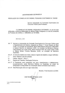 Resolução do Conselho de Ensino, Pesquisa e Extensão nº 0073/2009