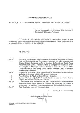 Resolução do Conselho de Ensino, Pesquisa e Extensão nº 0071/2010