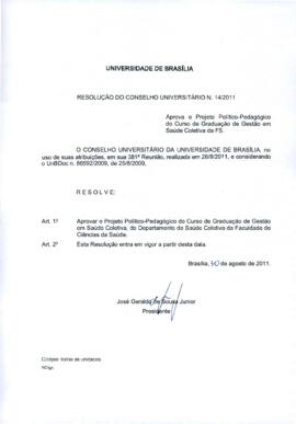 Resolução do Conselho Universitário nº 0014/2011