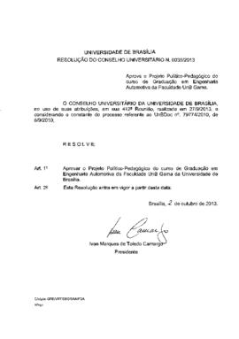 Resolução do Conselho Universitário nº 0035/2013