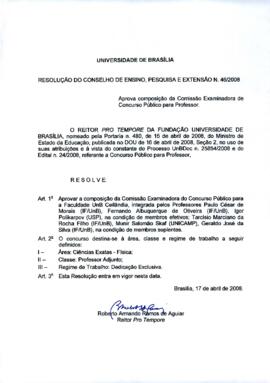 Resolução do Conselho de Ensino, Pesquisa e Extensão nº 0046/2008